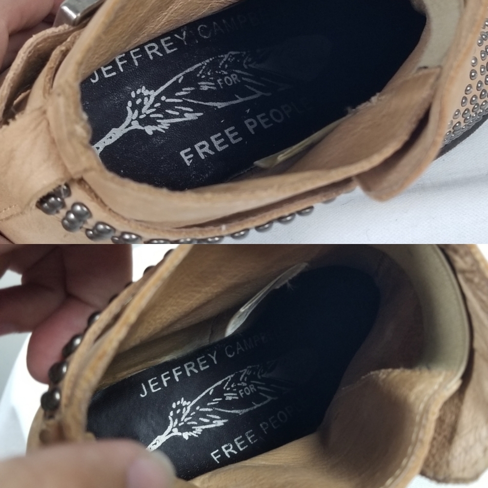 Jeffrey Campbell Free People Western Studded Dodge Tan Rockabilly Ankle Boots 9 - Picture 10 of 16